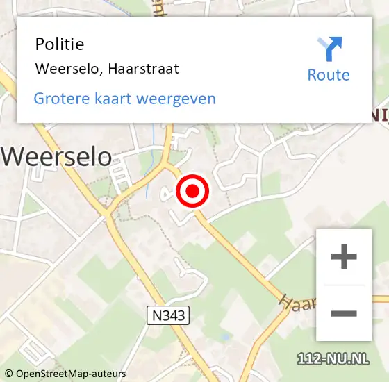 Locatie op kaart van de 112 melding: Politie Weerselo, Haarstraat op 16 november 2021 16:48