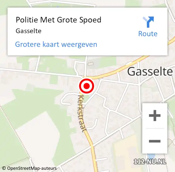 Locatie op kaart van de 112 melding: Politie Met Grote Spoed Naar Gasselte op 16 november 2021 16:54
