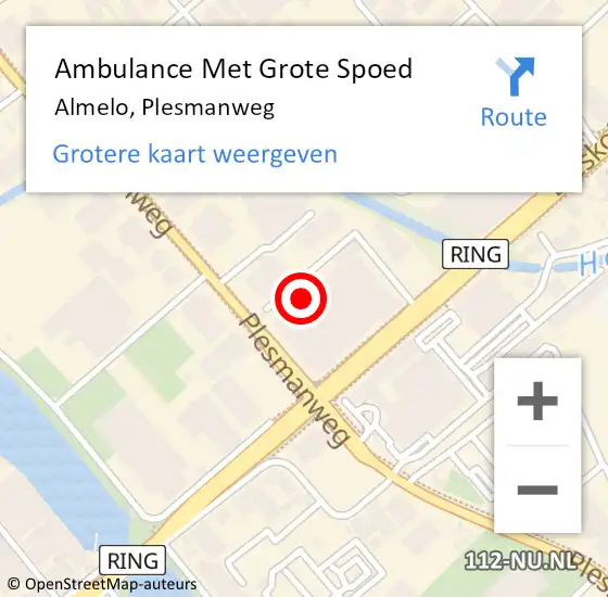 Locatie op kaart van de 112 melding: Ambulance Met Grote Spoed Naar Almelo, Plesmanweg op 16 november 2021 16:56