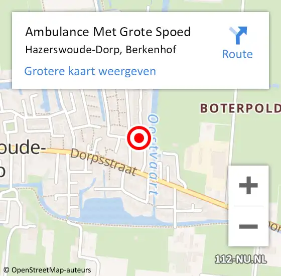 Locatie op kaart van de 112 melding: Ambulance Met Grote Spoed Naar Hazerswoude-Dorp, Berkenhof op 16 november 2021 17:00