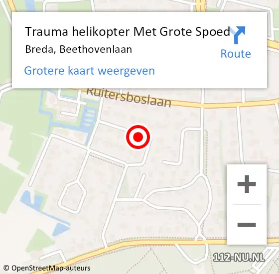 Locatie op kaart van de 112 melding: Trauma helikopter Met Grote Spoed Naar Breda, Beethovenlaan op 16 november 2021 17:32