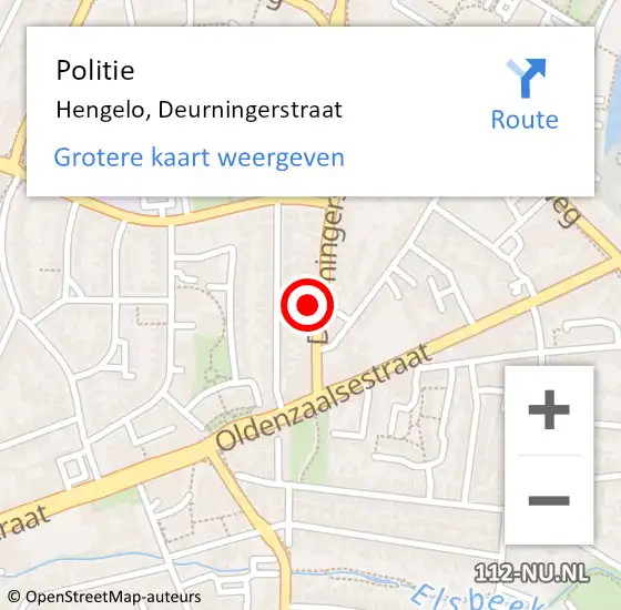 Locatie op kaart van de 112 melding: Politie Hengelo, Deurningerstraat op 16 november 2021 17:39