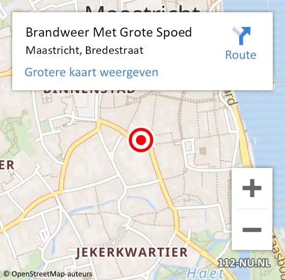 Locatie op kaart van de 112 melding: Brandweer Met Grote Spoed Naar Maastricht, Bredestraat op 16 november 2021 17:42