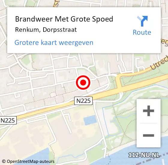 Locatie op kaart van de 112 melding: Brandweer Met Grote Spoed Naar Renkum, Dorpsstraat op 16 november 2021 17:42