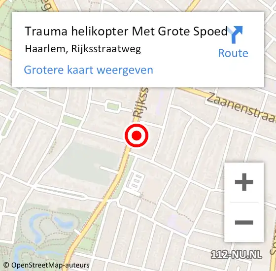 Locatie op kaart van de 112 melding: Trauma helikopter Met Grote Spoed Naar Haarlem, Rijksstraatweg op 16 november 2021 17:53