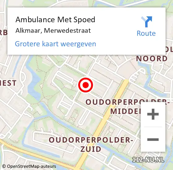 Locatie op kaart van de 112 melding: Ambulance Met Spoed Naar Alkmaar, Merwedestraat op 16 november 2021 17:57