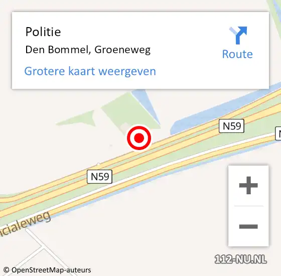 Locatie op kaart van de 112 melding: Politie Den Bommel, Groeneweg op 16 november 2021 17:58