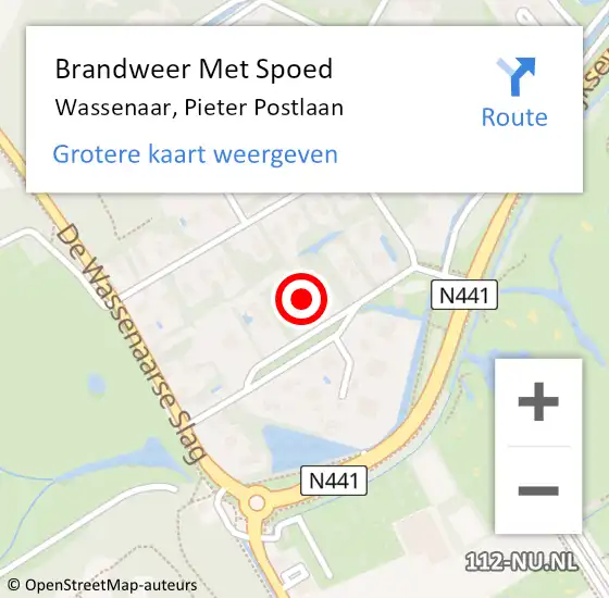 Locatie op kaart van de 112 melding: Brandweer Met Spoed Naar Wassenaar, Pieter Postlaan op 16 november 2021 17:58