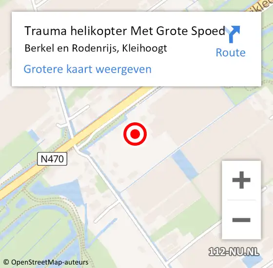 Locatie op kaart van de 112 melding: Trauma helikopter Met Grote Spoed Naar Berkel en Rodenrijs, Kleihoogt op 16 november 2021 17:58