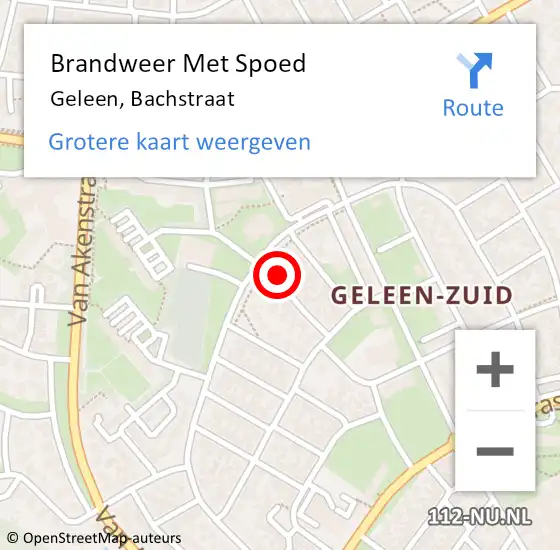 Locatie op kaart van de 112 melding: Brandweer Met Spoed Naar Geleen, Bachstraat op 16 november 2021 18:12