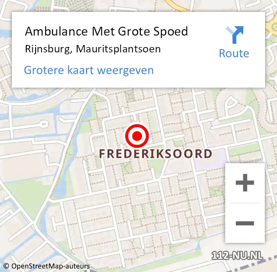 Locatie op kaart van de 112 melding: Ambulance Met Grote Spoed Naar Rijnsburg, Mauritsplantsoen op 16 november 2021 18:13