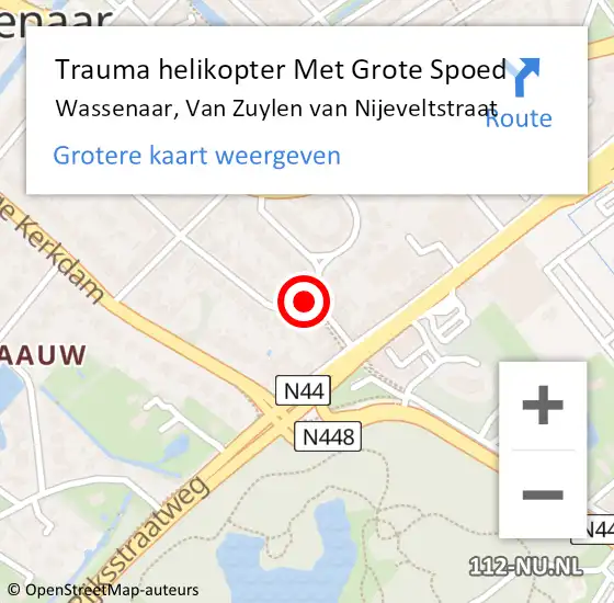 Locatie op kaart van de 112 melding: Trauma helikopter Met Grote Spoed Naar Wassenaar, Van Zuylen van Nijeveltstraat op 16 november 2021 18:28