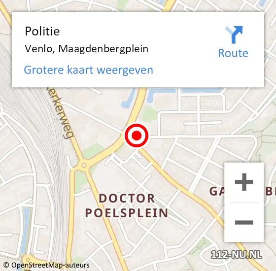 Locatie op kaart van de 112 melding: Politie Venlo, Maagdenbergplein op 16 november 2021 18:37