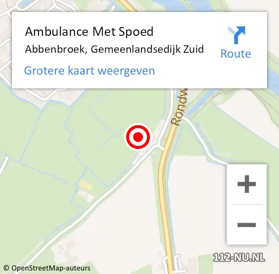 Locatie op kaart van de 112 melding: Ambulance Met Spoed Naar Abbenbroek, Gemeenlandsedijk Zuid op 16 november 2021 18:45