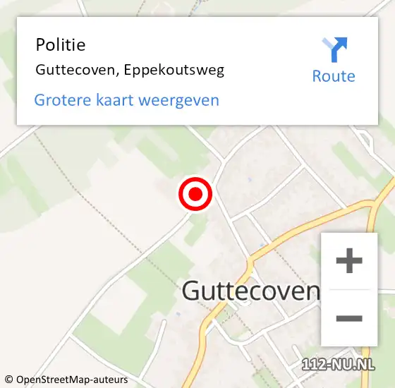 Locatie op kaart van de 112 melding: Politie Guttecoven, Eppekoutsweg op 16 november 2021 18:55