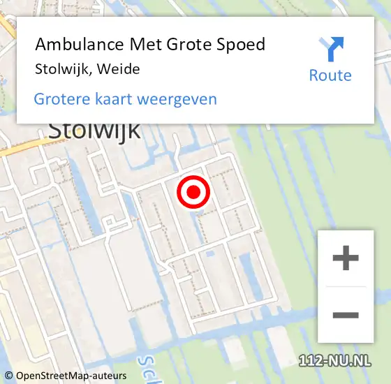 Locatie op kaart van de 112 melding: Ambulance Met Grote Spoed Naar Stolwijk, Weide op 16 november 2021 18:58