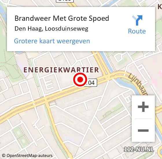 Locatie op kaart van de 112 melding: Brandweer Met Grote Spoed Naar Den Haag, Loosduinseweg op 16 november 2021 19:01