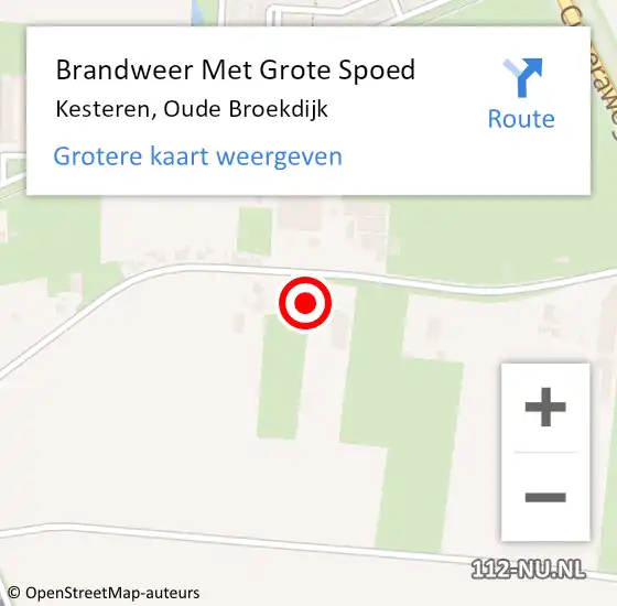 Locatie op kaart van de 112 melding: Brandweer Met Grote Spoed Naar Kesteren, Oude Broekdijk op 16 november 2021 19:13