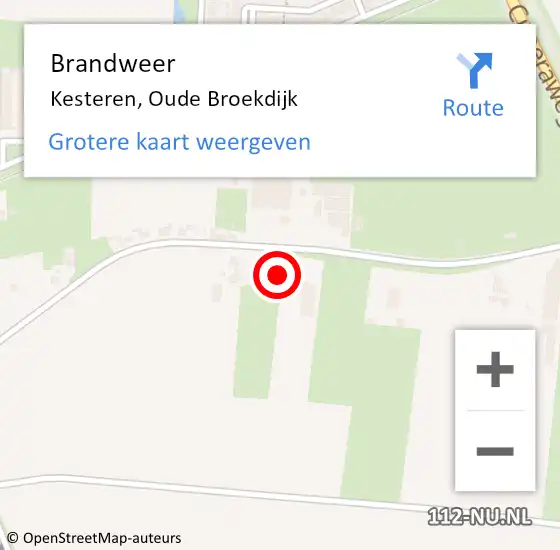 Locatie op kaart van de 112 melding: Brandweer Kesteren, Oude Broekdijk op 16 november 2021 19:19