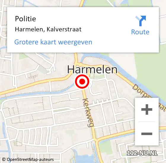 Locatie op kaart van de 112 melding: Politie Harmelen, Kalverstraat op 16 november 2021 19:24