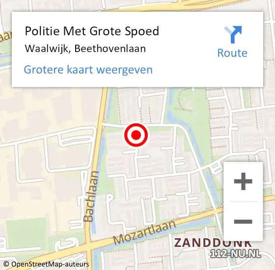 Locatie op kaart van de 112 melding: Politie Met Grote Spoed Naar Waalwijk, Beethovenlaan op 16 november 2021 19:30