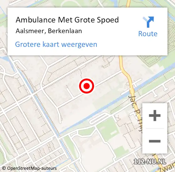 Locatie op kaart van de 112 melding: Ambulance Met Grote Spoed Naar Aalsmeer, Berkenlaan op 16 november 2021 19:36