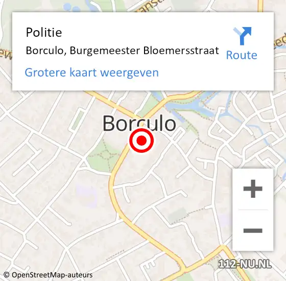 Locatie op kaart van de 112 melding: Politie Borculo, Burgemeester Bloemersstraat op 16 november 2021 19:43