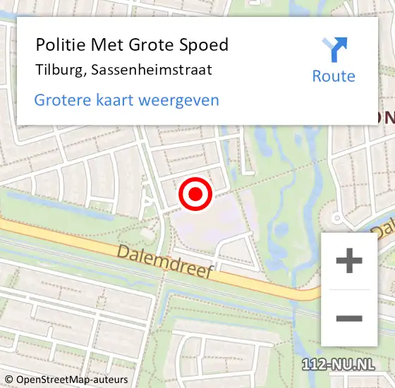 Locatie op kaart van de 112 melding: Politie Met Grote Spoed Naar Tilburg, Sassenheimstraat op 16 november 2021 20:05