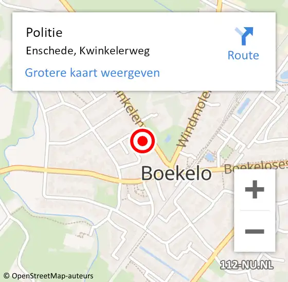 Locatie op kaart van de 112 melding: Politie Enschede, Kwinkelerweg op 16 november 2021 20:20