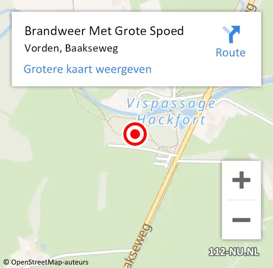 Locatie op kaart van de 112 melding: Brandweer Met Grote Spoed Naar Vorden, Baakseweg op 16 november 2021 20:24