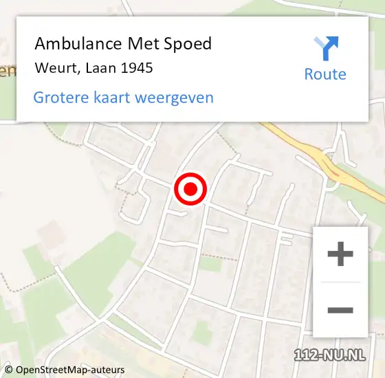 Locatie op kaart van de 112 melding: Ambulance Met Spoed Naar Weurt, Laan 1945 op 16 november 2021 20:30