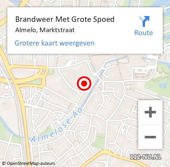 Locatie op kaart van de 112 melding: Brandweer Met Grote Spoed Naar Almelo, Marktstraat op 16 november 2021 21:11