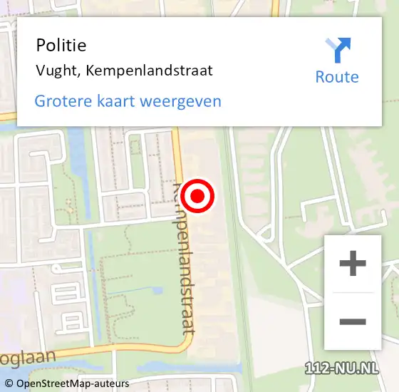 Locatie op kaart van de 112 melding: Politie Vught, Kempenlandstraat op 16 november 2021 21:11