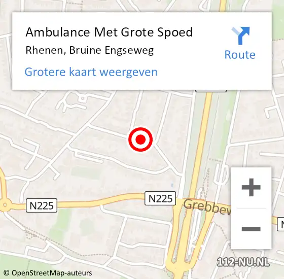 Locatie op kaart van de 112 melding: Ambulance Met Grote Spoed Naar Rhenen, Bruine Engseweg op 16 november 2021 21:42