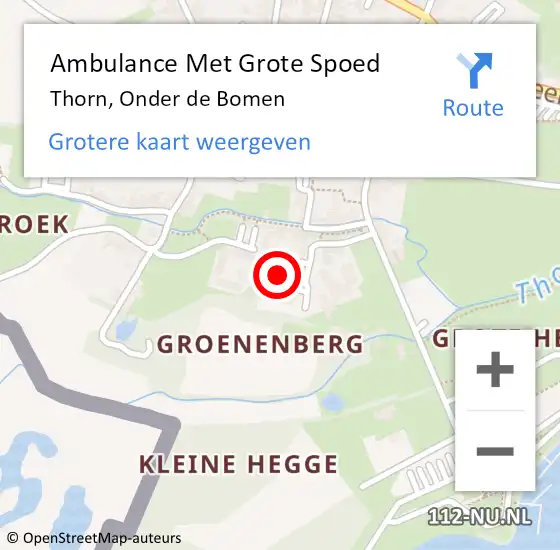 Locatie op kaart van de 112 melding: Ambulance Met Grote Spoed Naar Thorn, Onder de Bomen op 16 november 2021 21:50