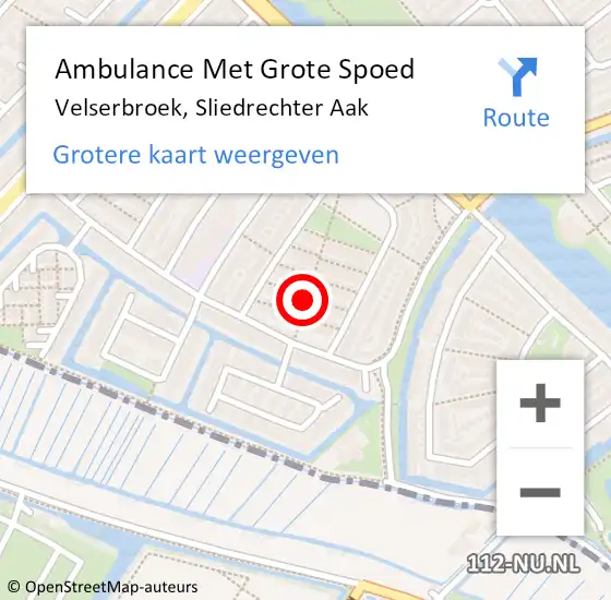 Locatie op kaart van de 112 melding: Ambulance Met Grote Spoed Naar Velserbroek, Sliedrechter Aak op 16 november 2021 21:59