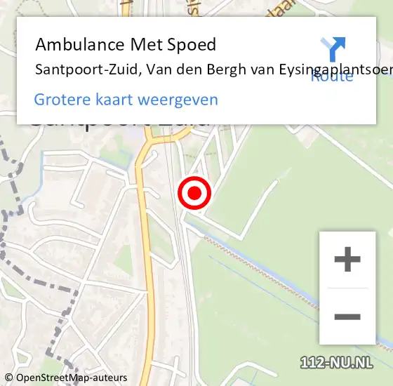 Locatie op kaart van de 112 melding: Ambulance Met Spoed Naar Santpoort-Zuid, Van den Bergh van Eysingaplantsoen op 16 november 2021 22:06