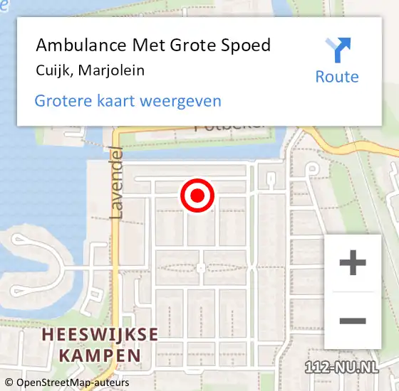 Locatie op kaart van de 112 melding: Ambulance Met Grote Spoed Naar Cuijk, Marjolein op 17 november 2021 00:18