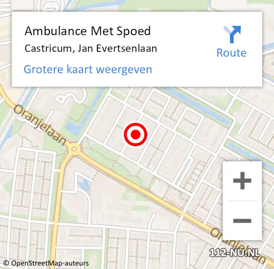 Locatie op kaart van de 112 melding: Ambulance Met Spoed Naar Castricum, Jan Evertsenlaan op 17 november 2021 00:32