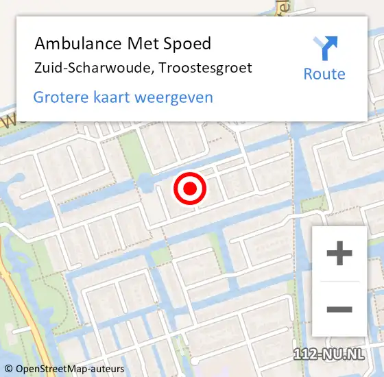 Locatie op kaart van de 112 melding: Ambulance Met Spoed Naar Zuid-Scharwoude, Troostesgroet op 17 november 2021 01:05