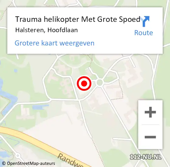 Locatie op kaart van de 112 melding: Trauma helikopter Met Grote Spoed Naar Halsteren, Hoofdlaan op 17 november 2021 01:30