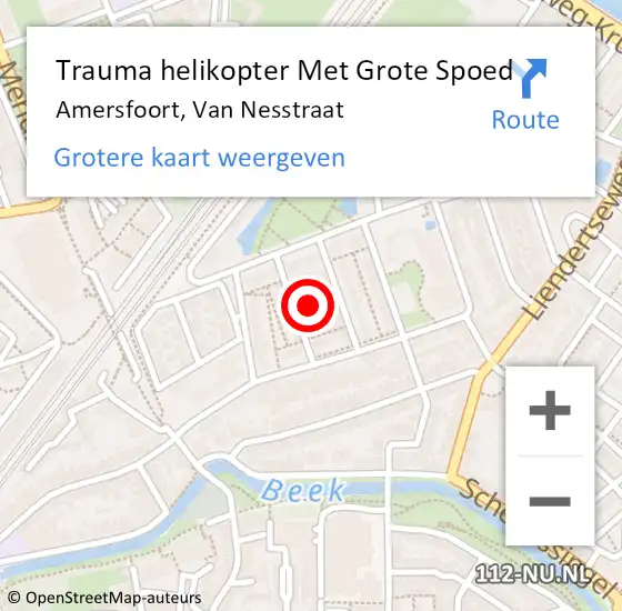 Locatie op kaart van de 112 melding: Trauma helikopter Met Grote Spoed Naar Amersfoort, Van Nesstraat op 17 november 2021 03:30