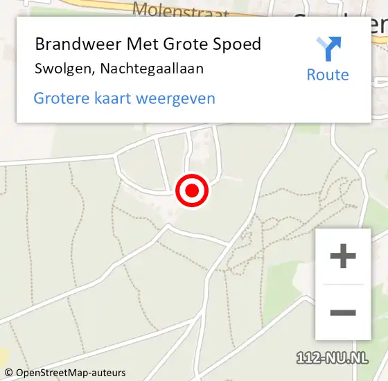 Locatie op kaart van de 112 melding: Brandweer Met Grote Spoed Naar Swolgen, Nachtegaallaan op 17 november 2021 04:07