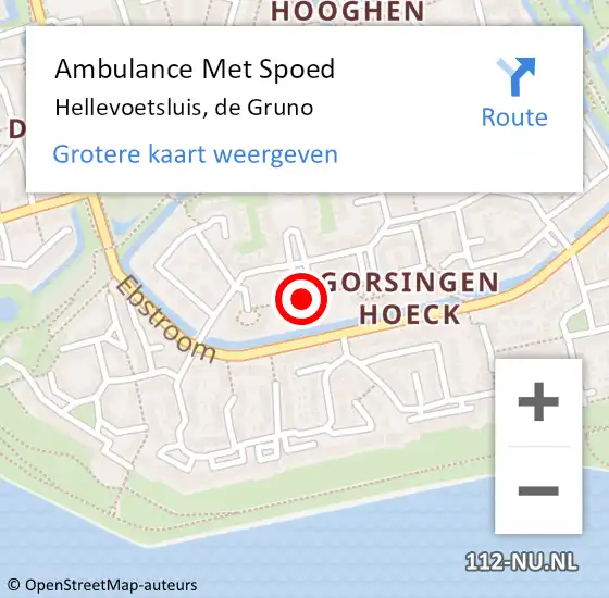 Locatie op kaart van de 112 melding: Ambulance Met Spoed Naar Hellevoetsluis, de Gruno op 17 november 2021 04:22