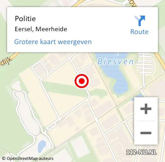 Locatie op kaart van de 112 melding: Politie Eersel, Meerheide op 17 november 2021 06:48