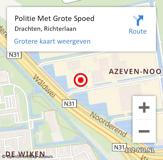 Locatie op kaart van de 112 melding: Politie Met Grote Spoed Naar Drachten, Richterlaan op 17 november 2021 07:16