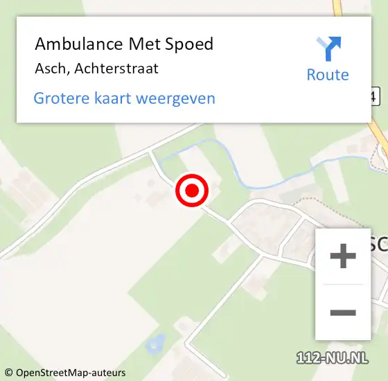 Locatie op kaart van de 112 melding: Ambulance Met Spoed Naar Asch, Achterstraat op 29 juni 2014 16:08