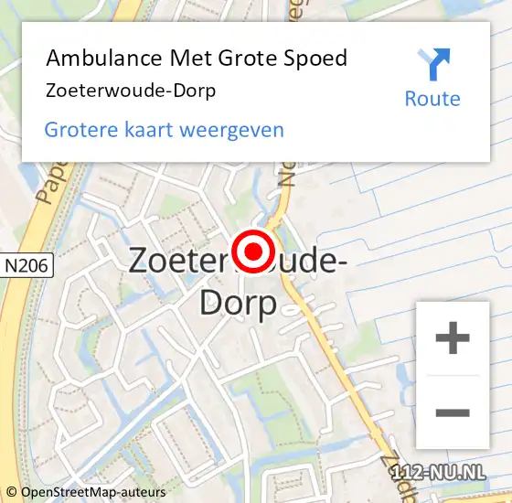 Locatie op kaart van de 112 melding: Ambulance Met Grote Spoed Naar Zoeterwoude-Dorp op 17 november 2021 08:13