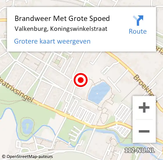 Locatie op kaart van de 112 melding: Brandweer Met Grote Spoed Naar Valkenburg, Koningswinkelstraat op 17 november 2021 08:29