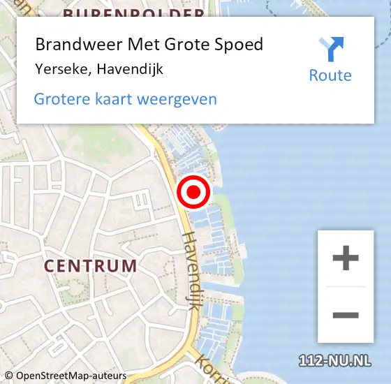 Locatie op kaart van de 112 melding: Brandweer Met Grote Spoed Naar Yerseke, Havendijk op 17 november 2021 09:21